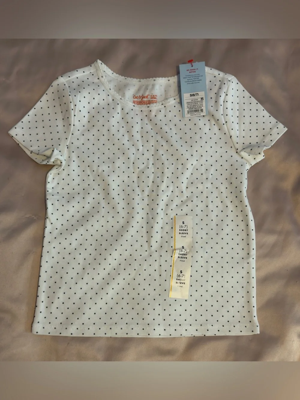 Girls’ Wide Leg Embroidered Jeans (10) + 2 Tops (S 6/7) ✨3-Pc Bundle